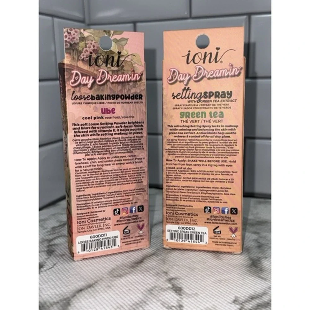 i•oni‎ Loose Baking Powder Ube Pink + Green Tea Setting Spray Set NEW
